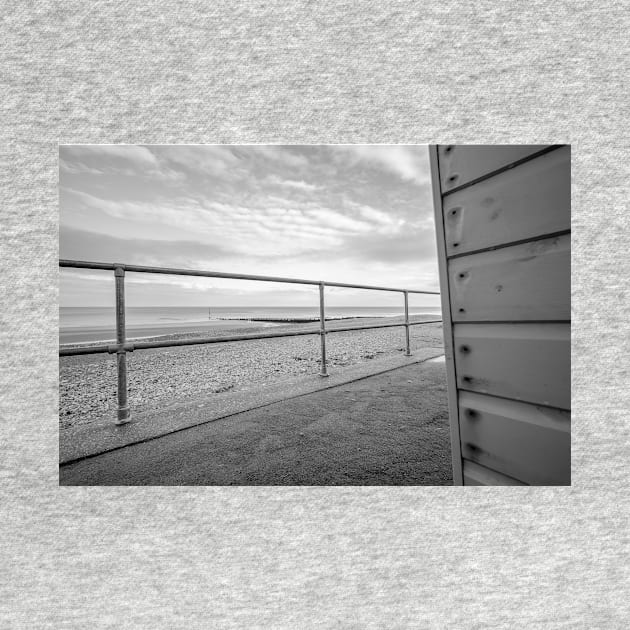 View from a wooden beach hut in the seaside town of Cromer, Norfolk by yackers1